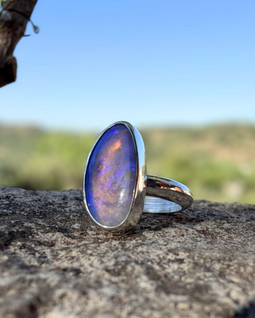 Modro fialovy opálový prsteň - 55 velkost — foto 3