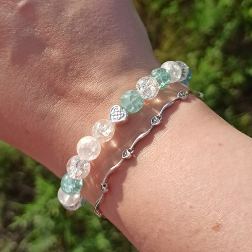 Boho náramek skleněný mentolový — foto 2