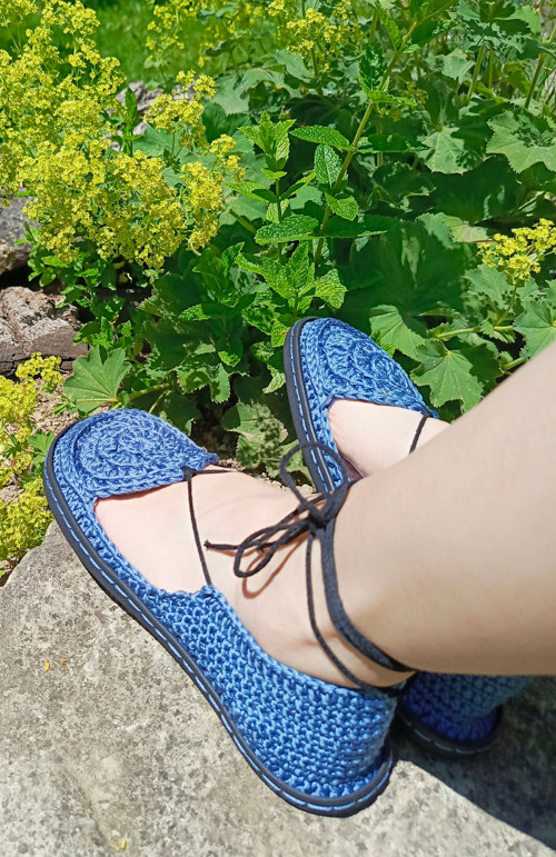 Háčkované barefoot sandálky "jeans mandala" — foto 3