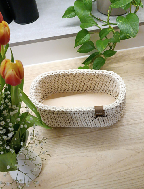 Velký háčkovaný košík 30 x 15 cm — foto 3