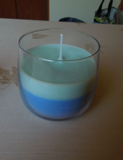 Hand made svíčka ve skle Modrá "Trircolora" — foto 2