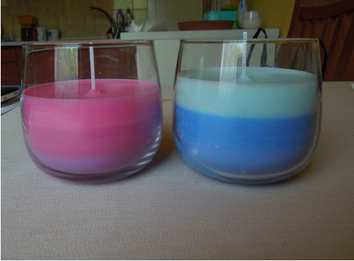 Hand made svíčka ve skle Modrá "Trircolora" — foto 3