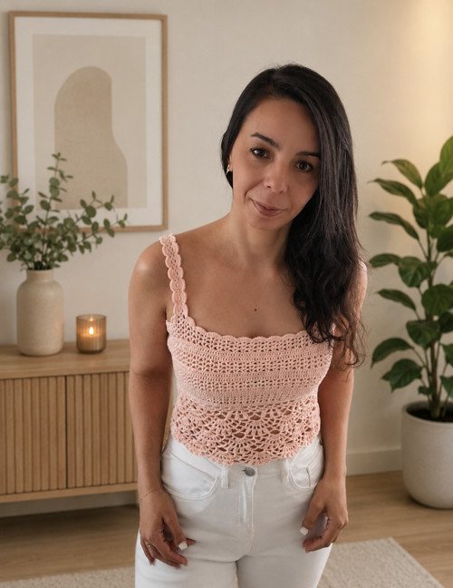 Háčkovaný zkrácený top Blossom — foto 4