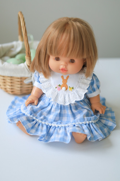 Modré kostkované šaty pro panenky 34 cm — foto 6