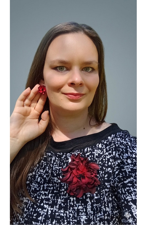 Náušnice Fleurie tmavší červené — foto 2