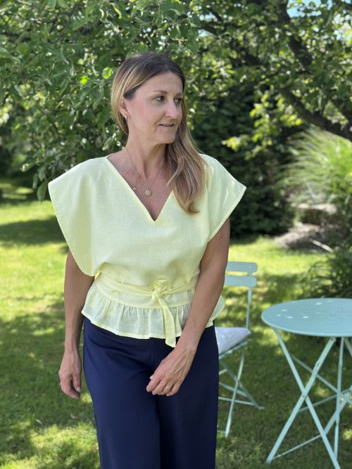 Lněný vázací top JULIE — foto 3