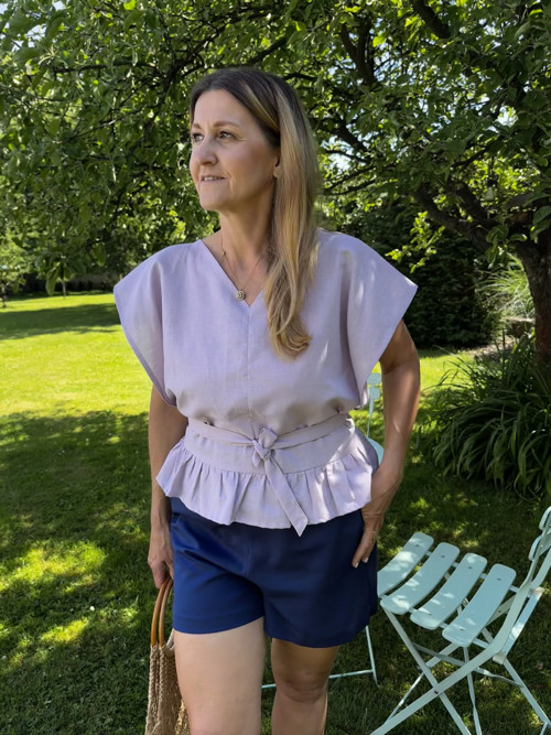 Lněný vázací top JULIE — foto 4
