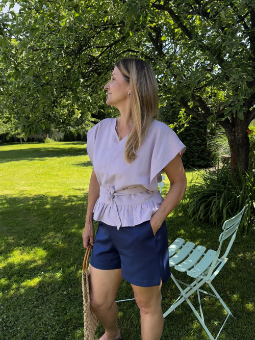 Lněný vázací top JULIE — foto 5