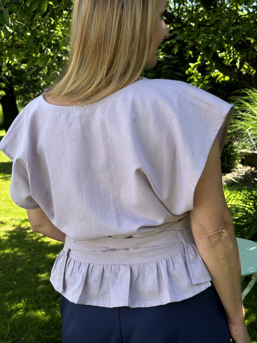 Lněný vázací top JULIE — foto 2