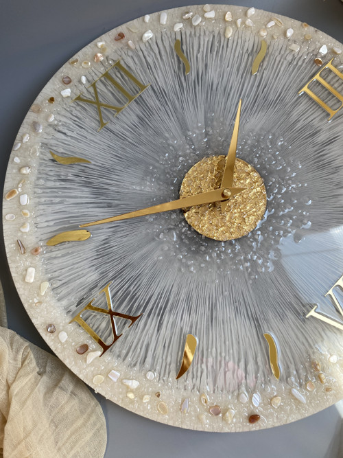3D nástěnné hodiny „Ivory & Crystals“ 40 cm — foto 2