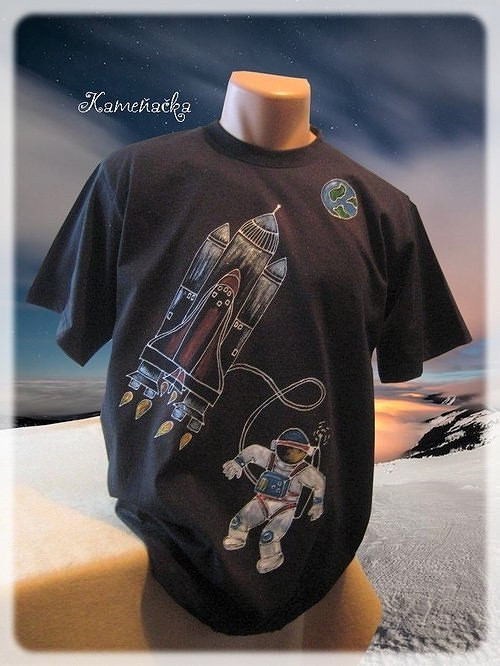 Pánské tričko - vesmír - kosmonaut, raketoplán — foto 2