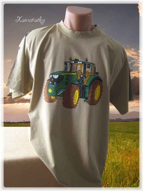 Tričko pánské- traktor John Deere -tričko malované — foto 2