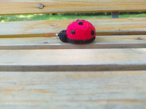 Handmade Amigurumi Ladybug Keychain 2,5" — foto 2