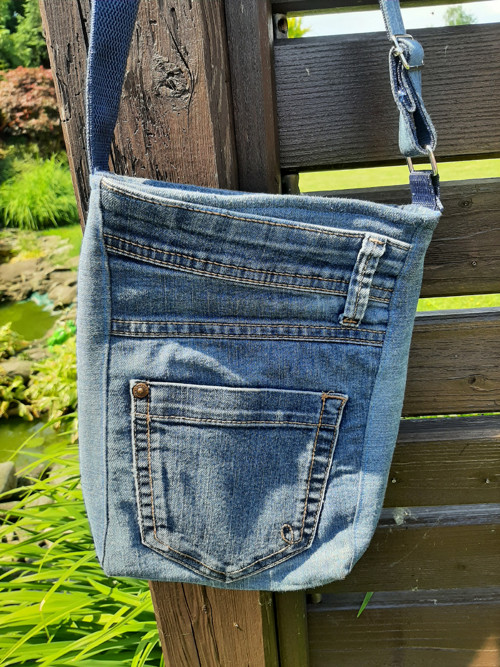 Riflová kabelka crossbody — foto 2