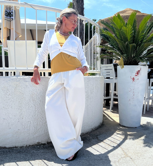 Volné kalhoty smetanové — foto 5