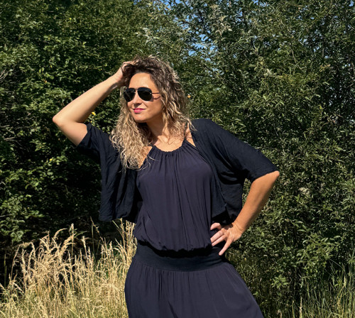 Krátký kardigan temně modrý — foto 2