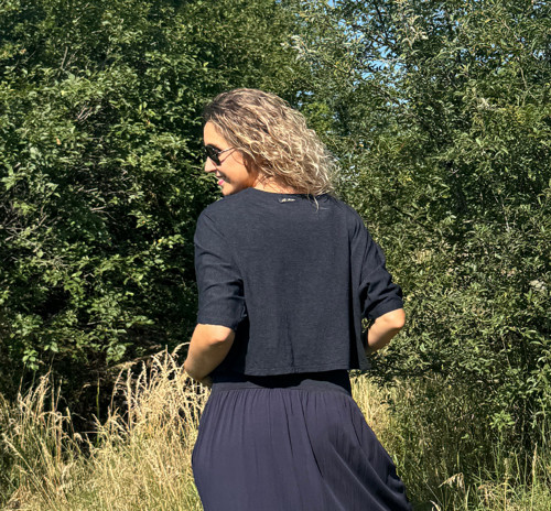 Krátký kardigan temně modrý — foto 4