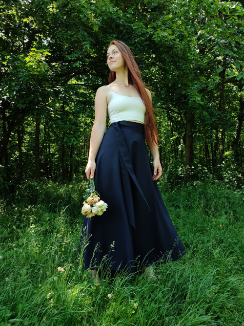 Půlkolová Sukně - Tmavě Modrá — foto 3