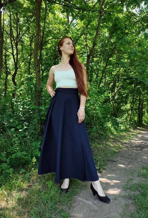 Půlkolová Sukně - Tmavě Modrá — foto 4