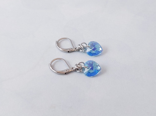 Náušnice se Swarovski srdíčky modravé — foto 5