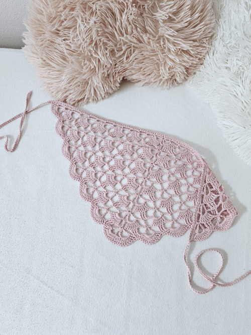 Háčkovaný šatek do vlasů Pastel Pink — foto 4