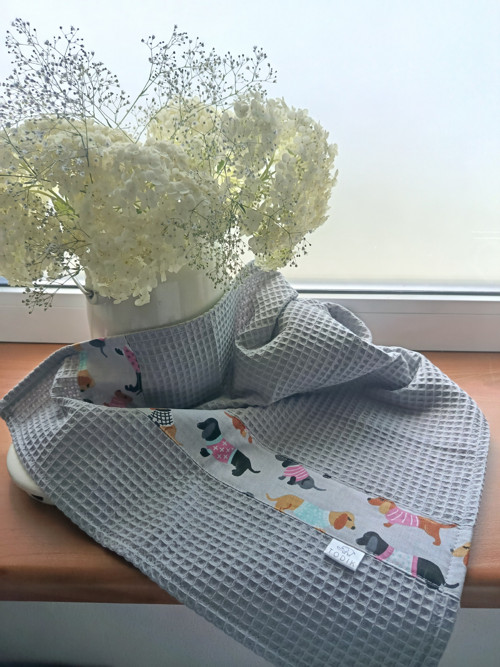 Vaflová utěrka....pejsci.... šedá — foto 2