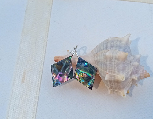 Náušnice s abalone perletí – Geometrická elegance — foto 5