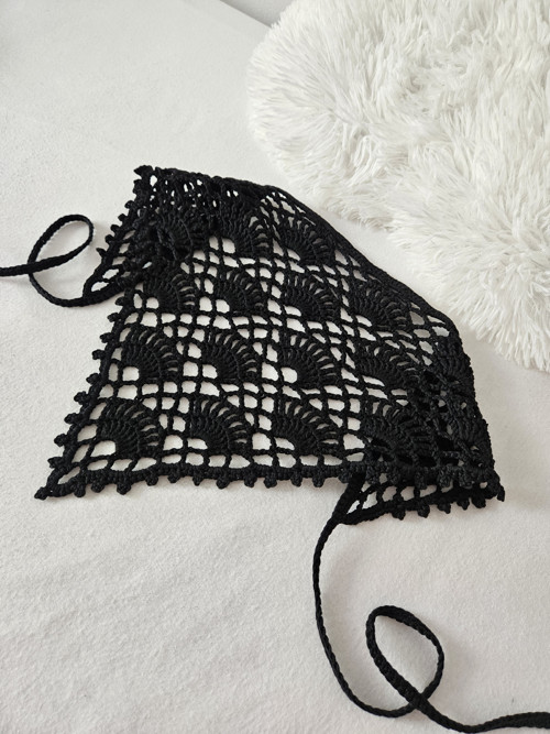 Háčkovaný šatek do vlasů Black — foto 3