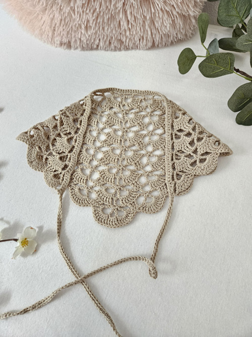 Háčkovaný šatek do vlasů Light Beige — foto 2