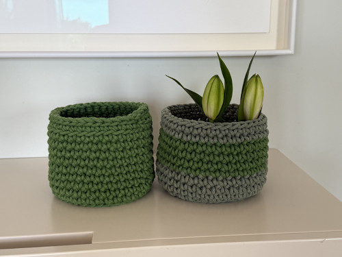 Háčkovaný košík MOOS stripe — foto 4