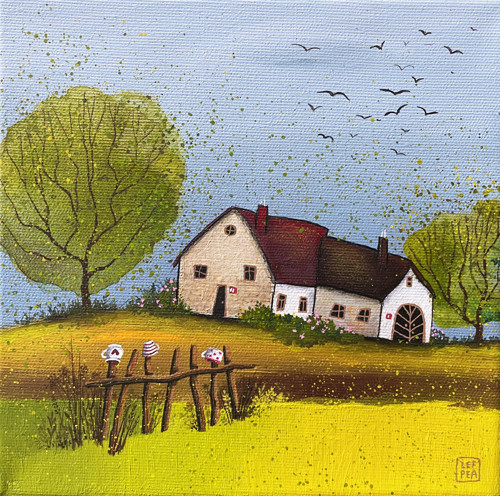 Originální obraz: Vesnička česká - 20x20cm — foto 2