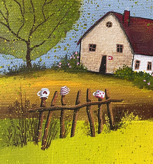 Originální obraz: Vesnička česká - 20x20cm — foto 3