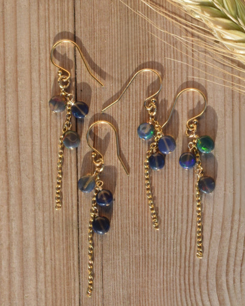 Vážky, etiopský opál, náušnice gold filled — foto 3