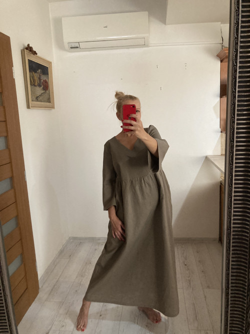 MAXI ľanové šaty /STONE/ – minimalistické — foto 3
