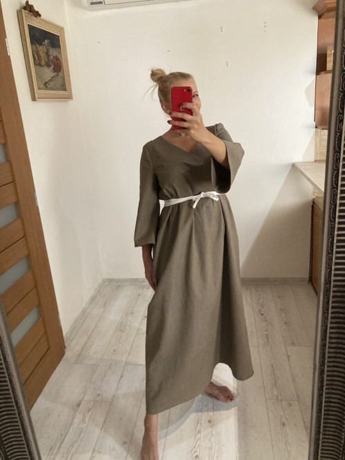 MAXI ľanové šaty /STONE/ – minimalistické — foto 2