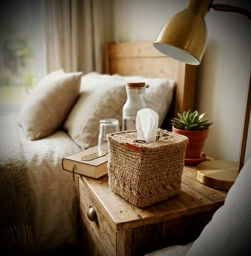 Háčkovaný jutový obal na kapesníky v boho stylu — foto 6