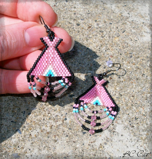 Pink geometric - náušnice — foto 2