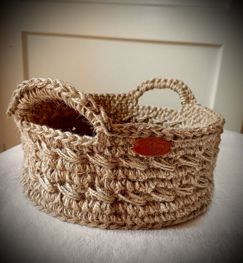 Háčkovaný jutový košík-boho ošatka — foto 6