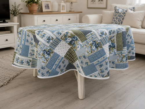 Ubrus venkovský patchwork-modrý — foto 5