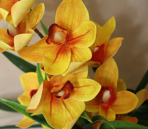 Zlaté cymbidium - umělá dekorace — foto 3
