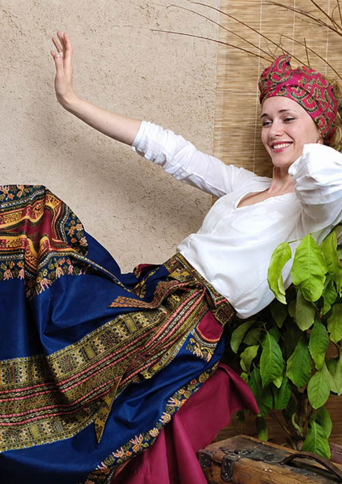 Dlouhá Africká Sukně - Tmavě Modrá Makenzi — foto 5