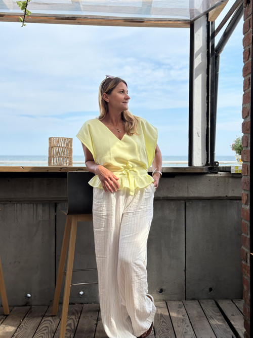 Lněný vázací top JULIE — foto 2