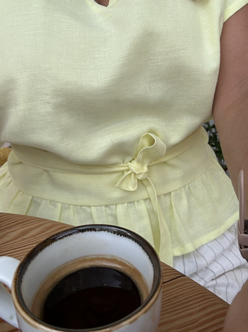 Lněný vázací top JULIE — foto 5