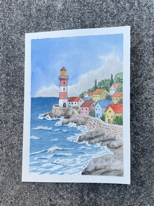 ORIGINÁL AKVAREL | Přání A6 | Maják — foto 6