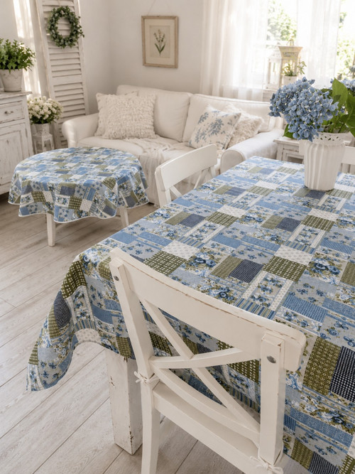 Ubrus venkovský patchwork-modrý — foto 3