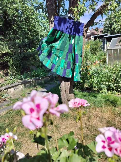 Patchworková sukně modro zelená XL — foto 3