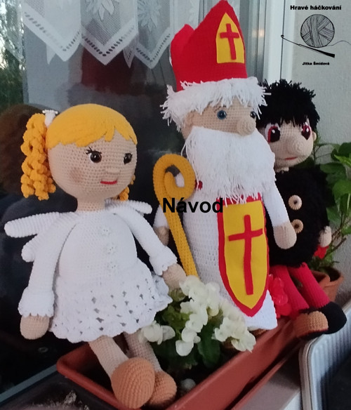 Háčkovaný set figurek_Mikuláš, čert, anděl - NÁVOD — foto 2