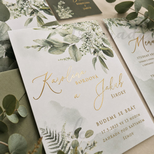 Svatební oznámení - Eucalyptus & Gold — foto 2
