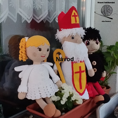 Háčkovaný set figurek_Mikuláš, čert, anděl - NÁVOD — foto 3