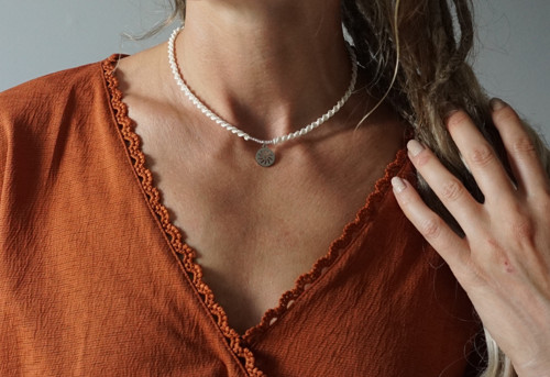 Macramé náhrdelník White sun — foto 2